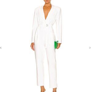 NWT Norma Kamali Single Breasted Tapered Leg Jumpsuit in Snow White size small